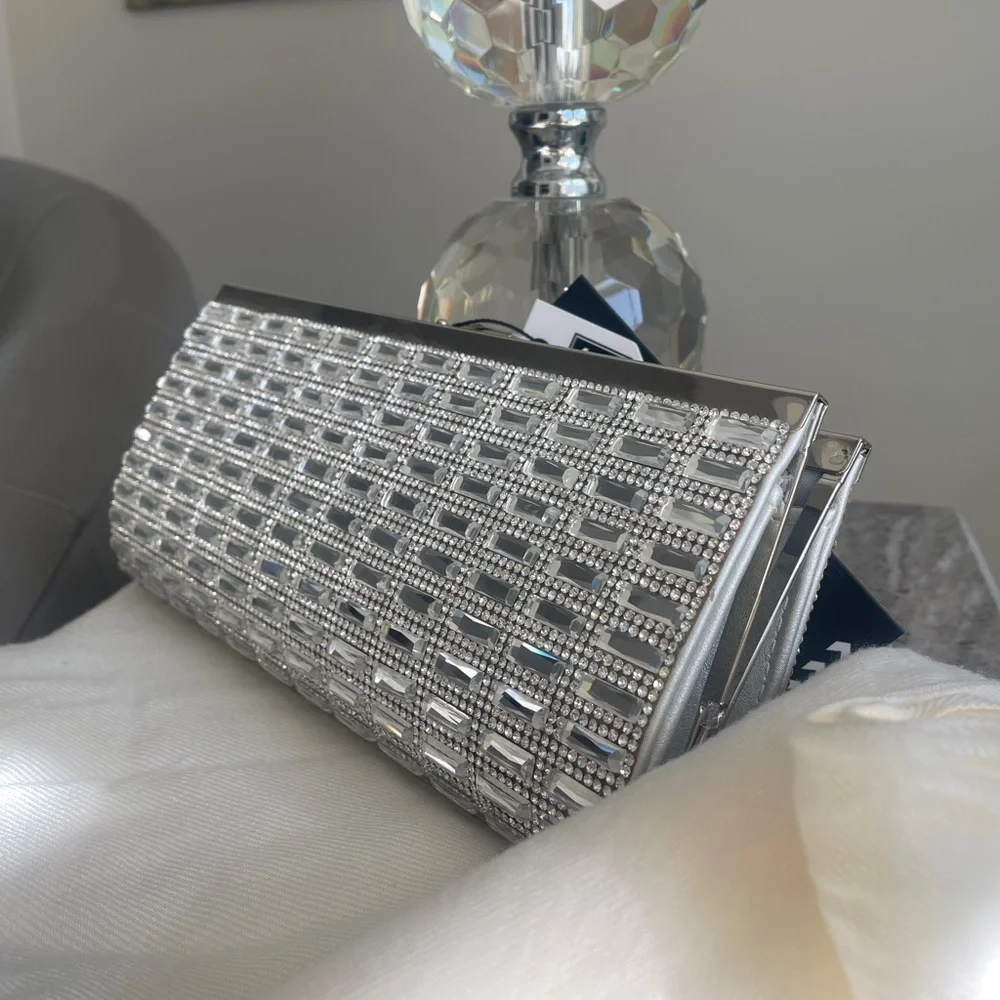 MMS Design Studio Silver Rhinestone Clutch - Picture 2 of 7